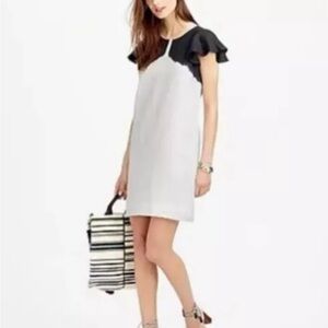 J CREW LINEN KNEE LENGTH FLUTTER SLEEVE DRESS